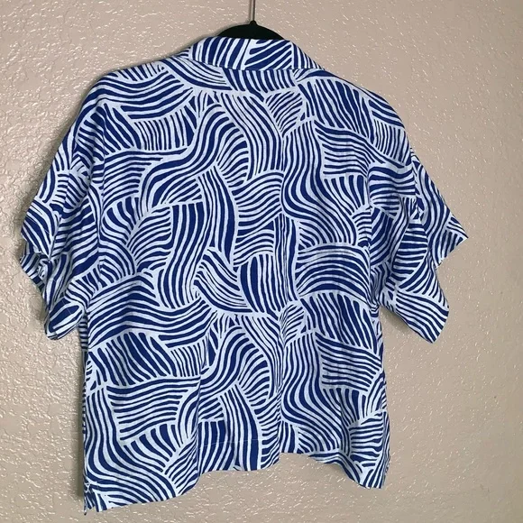 LOFT Beach Spiral 100% Linen Wide Leg Size L oversized set - Picture 5 of 9